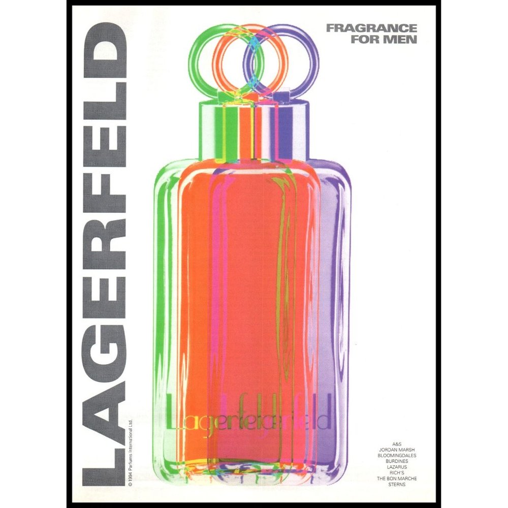 1994 Lagerfeld Fragrance for Men Cologne Vintage Print Ad Color Block Wall Art